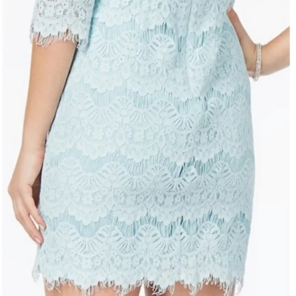 Jessica Howard 3/4 Sleeve Scallop Hem Shift Dress in Mint NWT Size 14